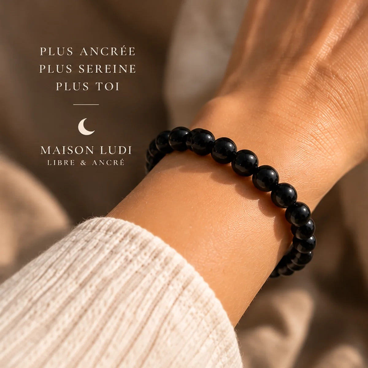 Bracelet en Obsidienne Noire Maison Ludi
