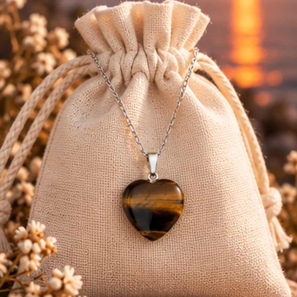 Pendentif Cœur en Œil de Tigre Maison Ludi — ambiance