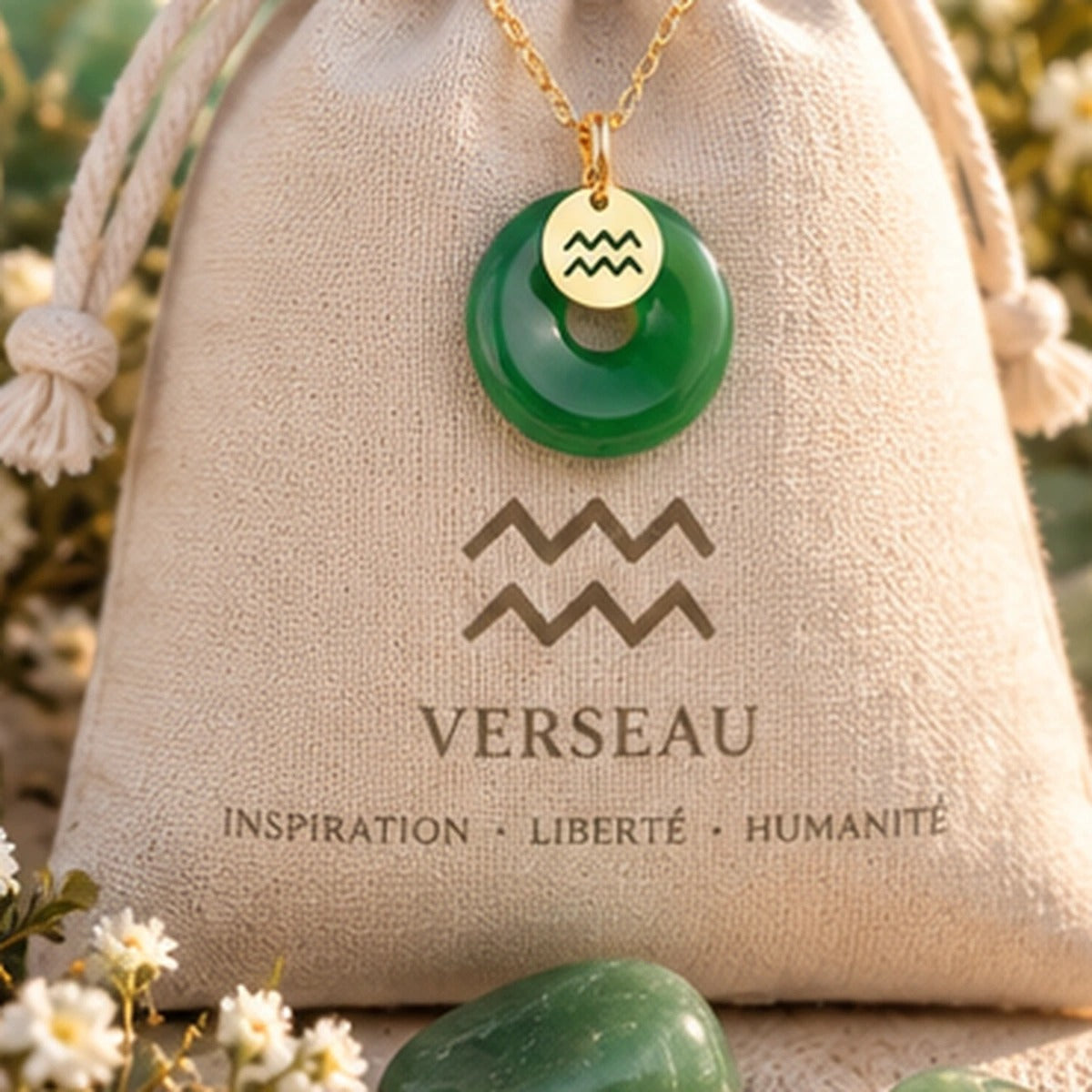 Verseau — Pendentif Jade Signe Astro — photo 5
