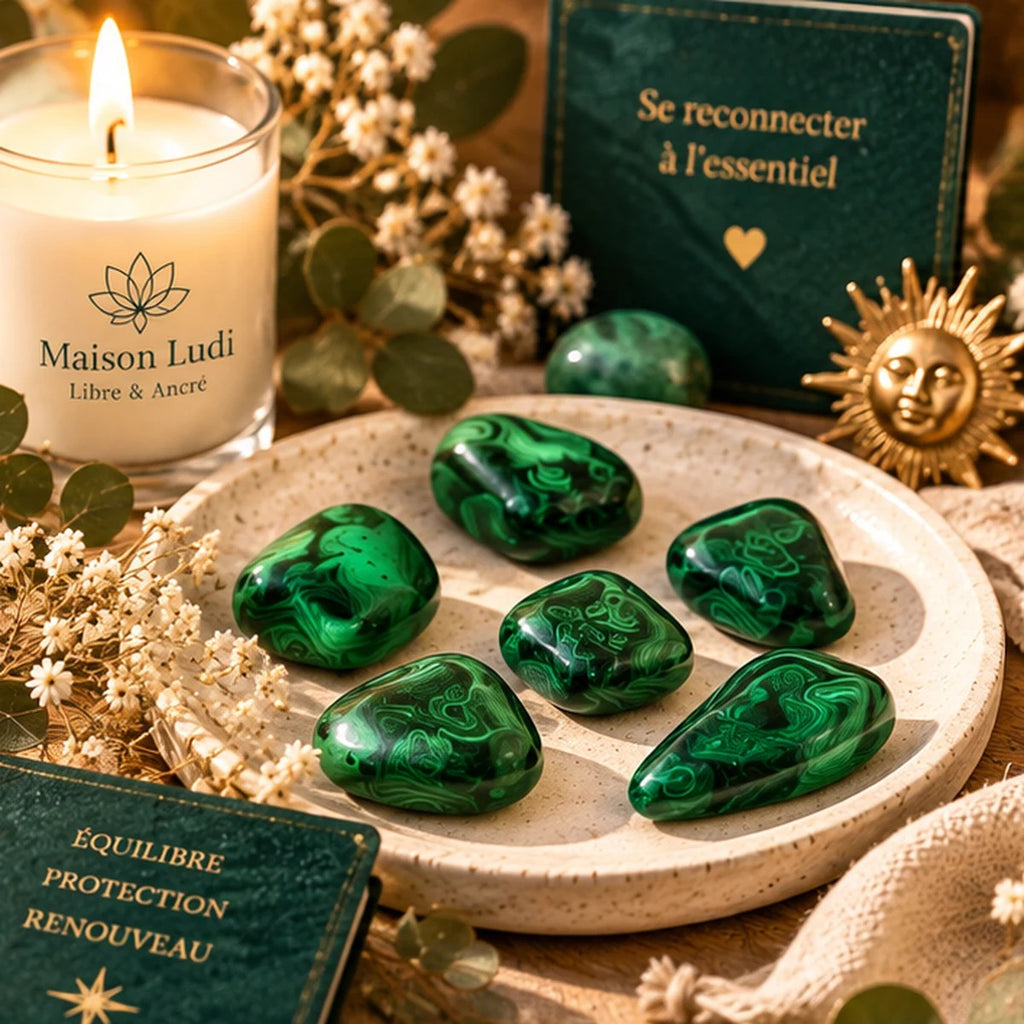Pierre roulée en Malachite Maison Ludi
