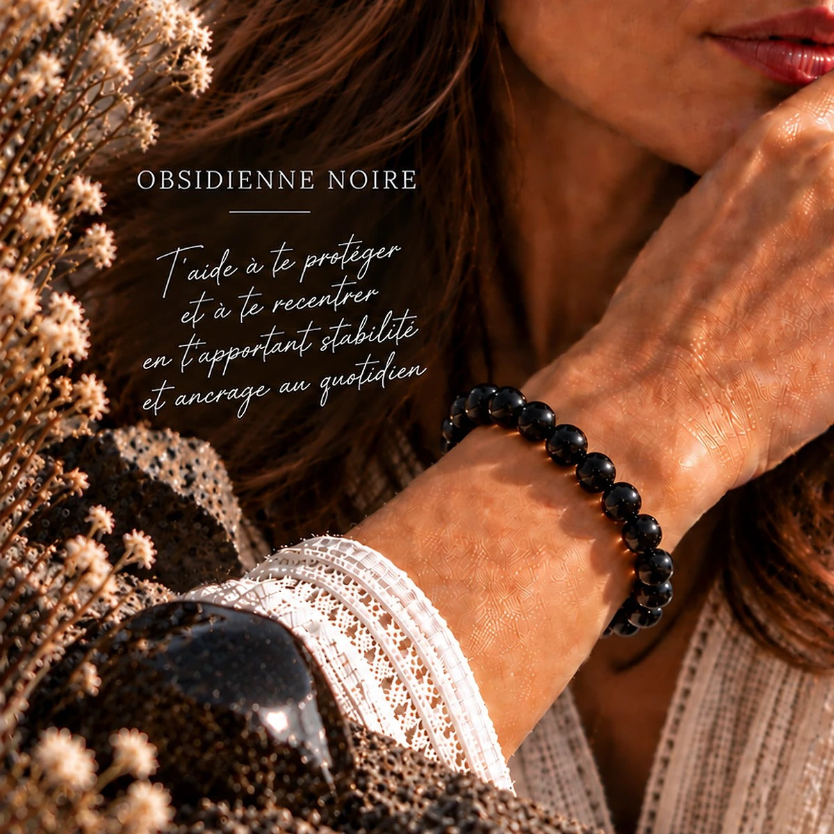 Bracelet en Obsidienne Noire Maison Ludi
