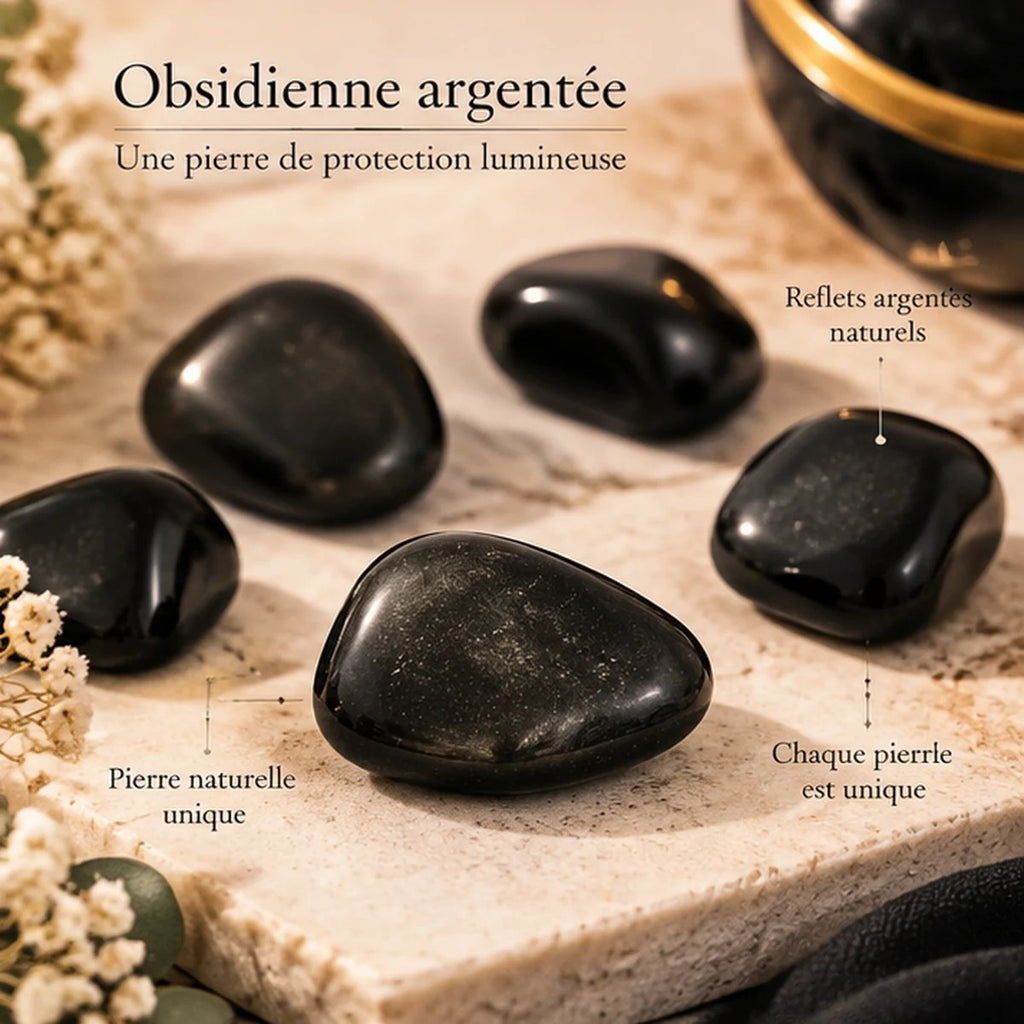 Pierre roulée en Obsidienne Argentée Maison Ludi