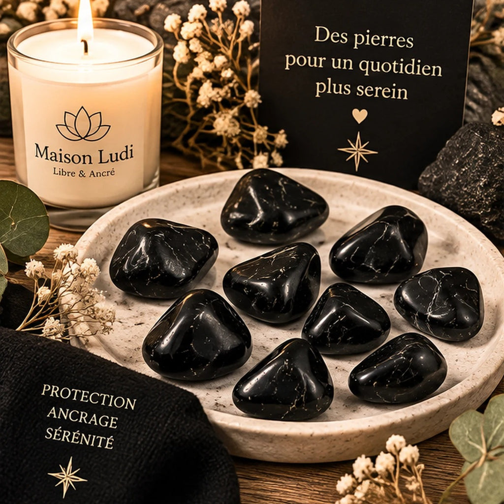 Pierre roulée en Tourmaline Noire Maison Ludi