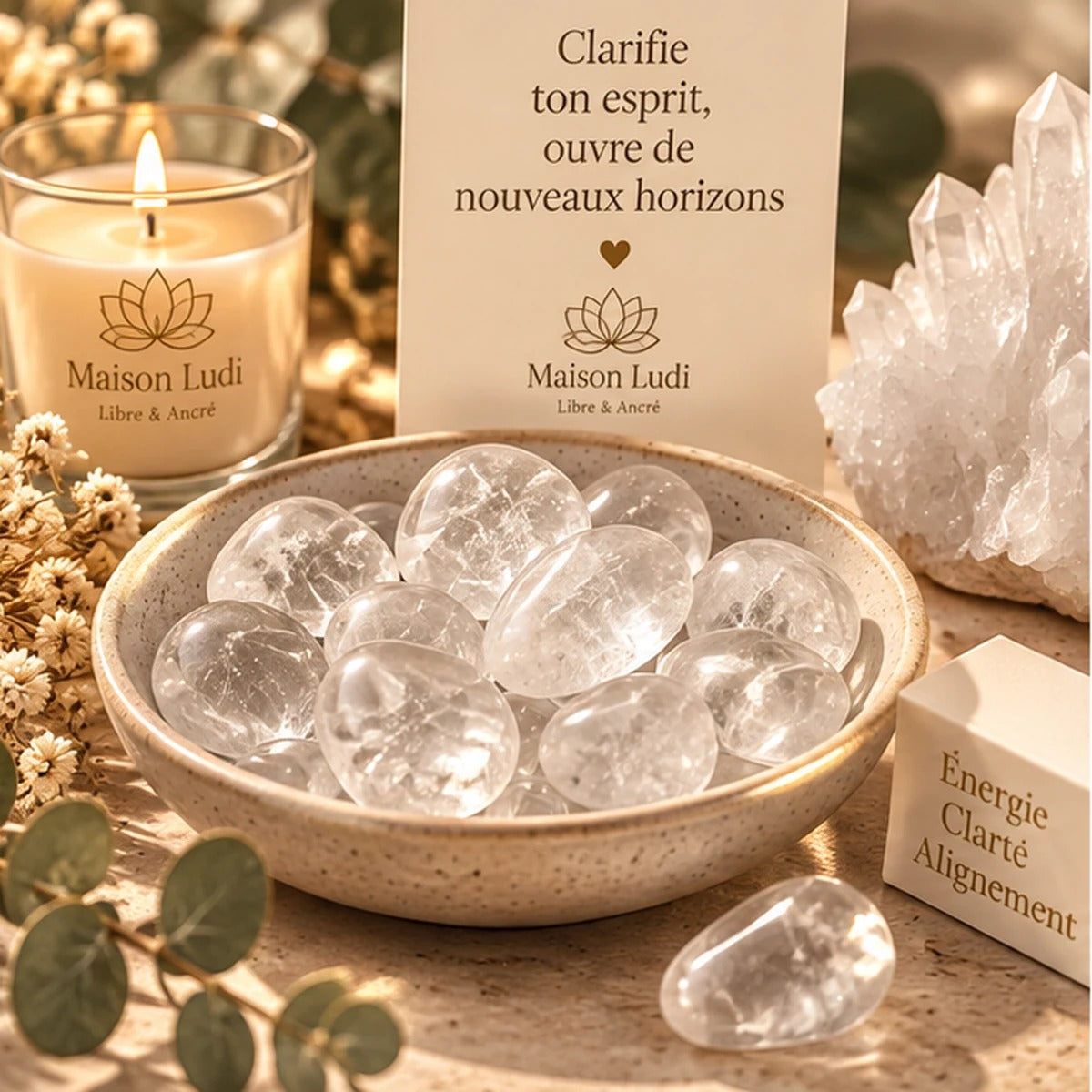 Pierre roulée en Cristal de Roche Maison Ludi