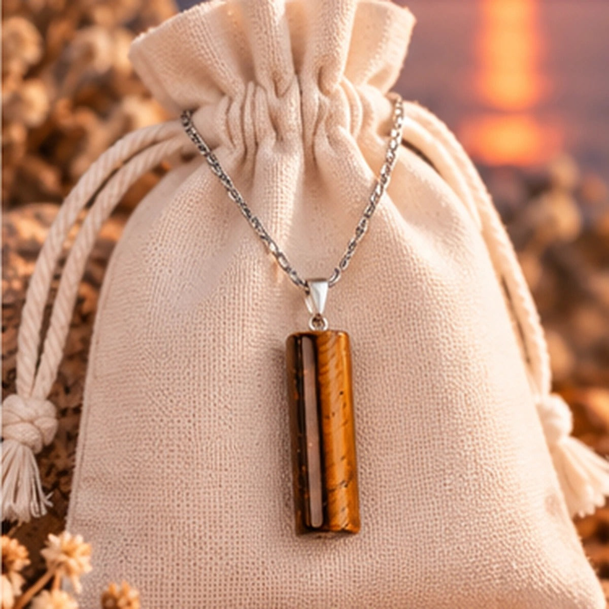 Pendentif pilier en œil de tigre