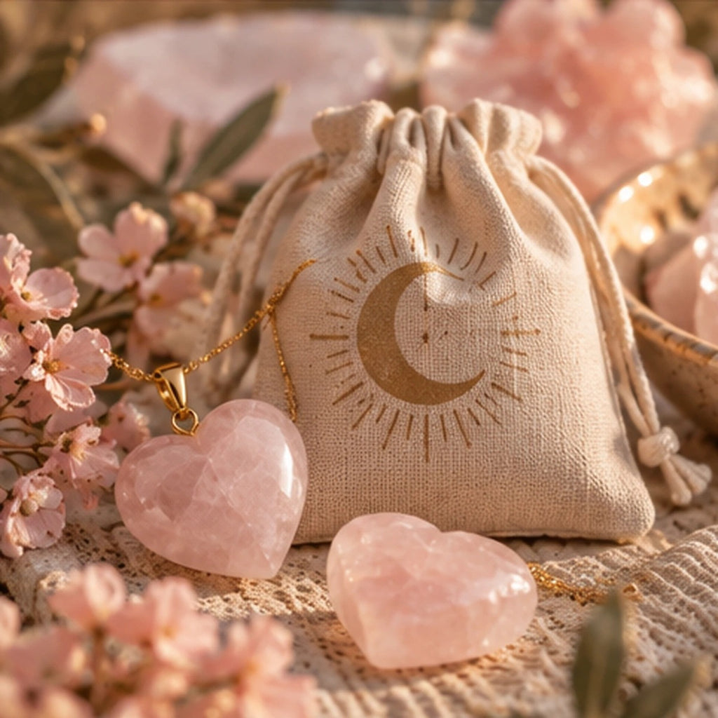 Pendentif cœur en quartz rose