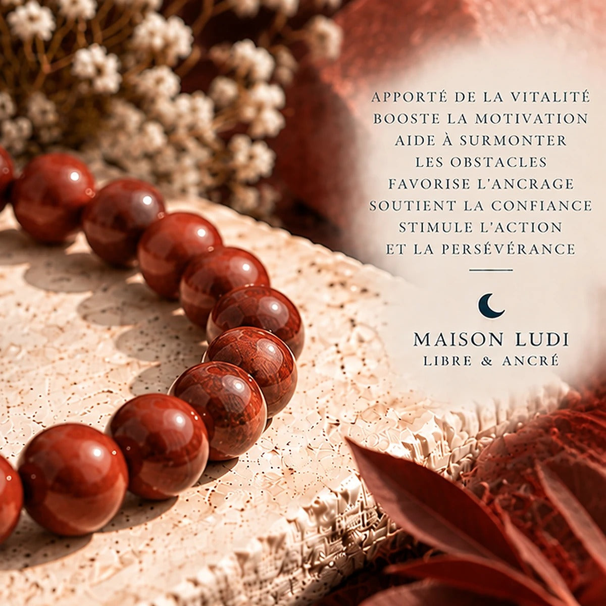 Bracelet en Jaspe Rouge Maison Ludi