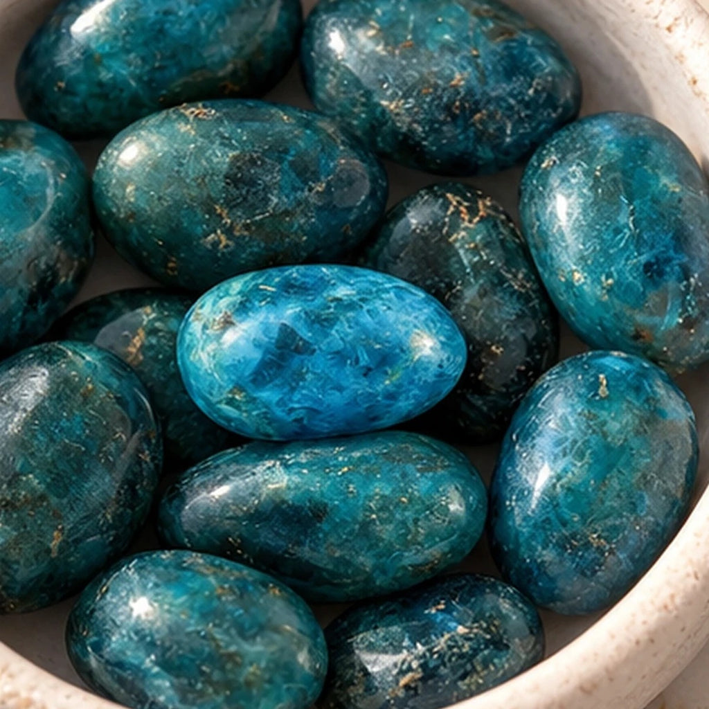 Pierre roulée en Apatite Bleue Maison Ludi