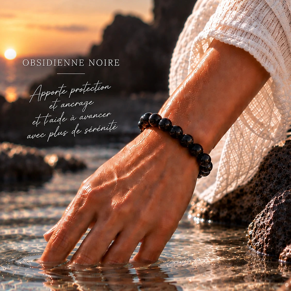 Bracelet en Obsidienne Noire Maison Ludi