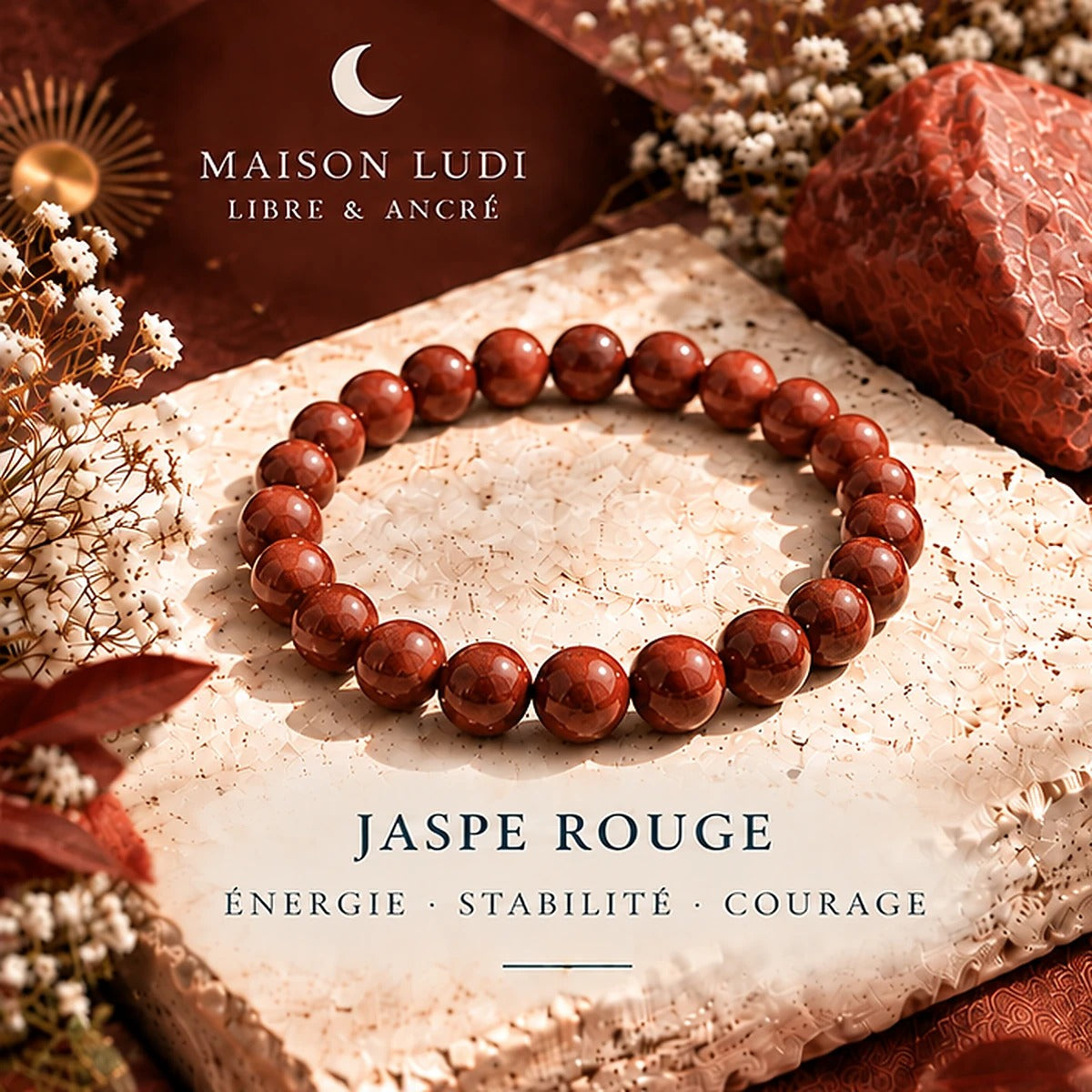 Bracelet en Jaspe Rouge Maison Ludi