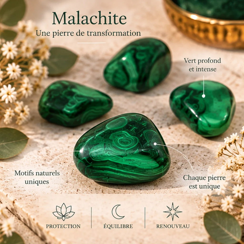 Pierre roulée en Malachite Maison Ludi
