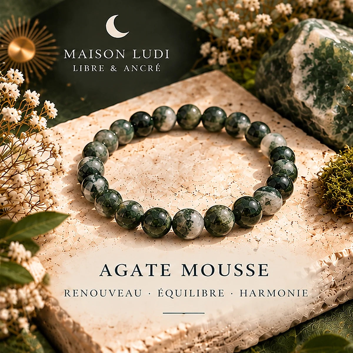 Bracelet en Agate Mousse Maison Ludi