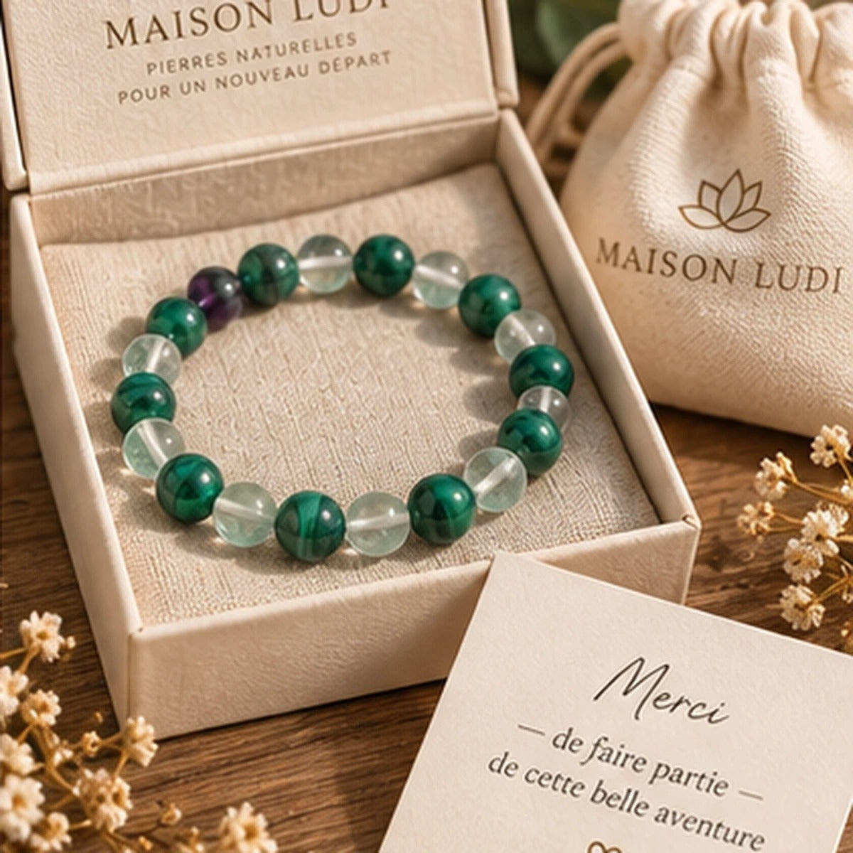 Bracelet Malachite et Fluorite Maison Ludi