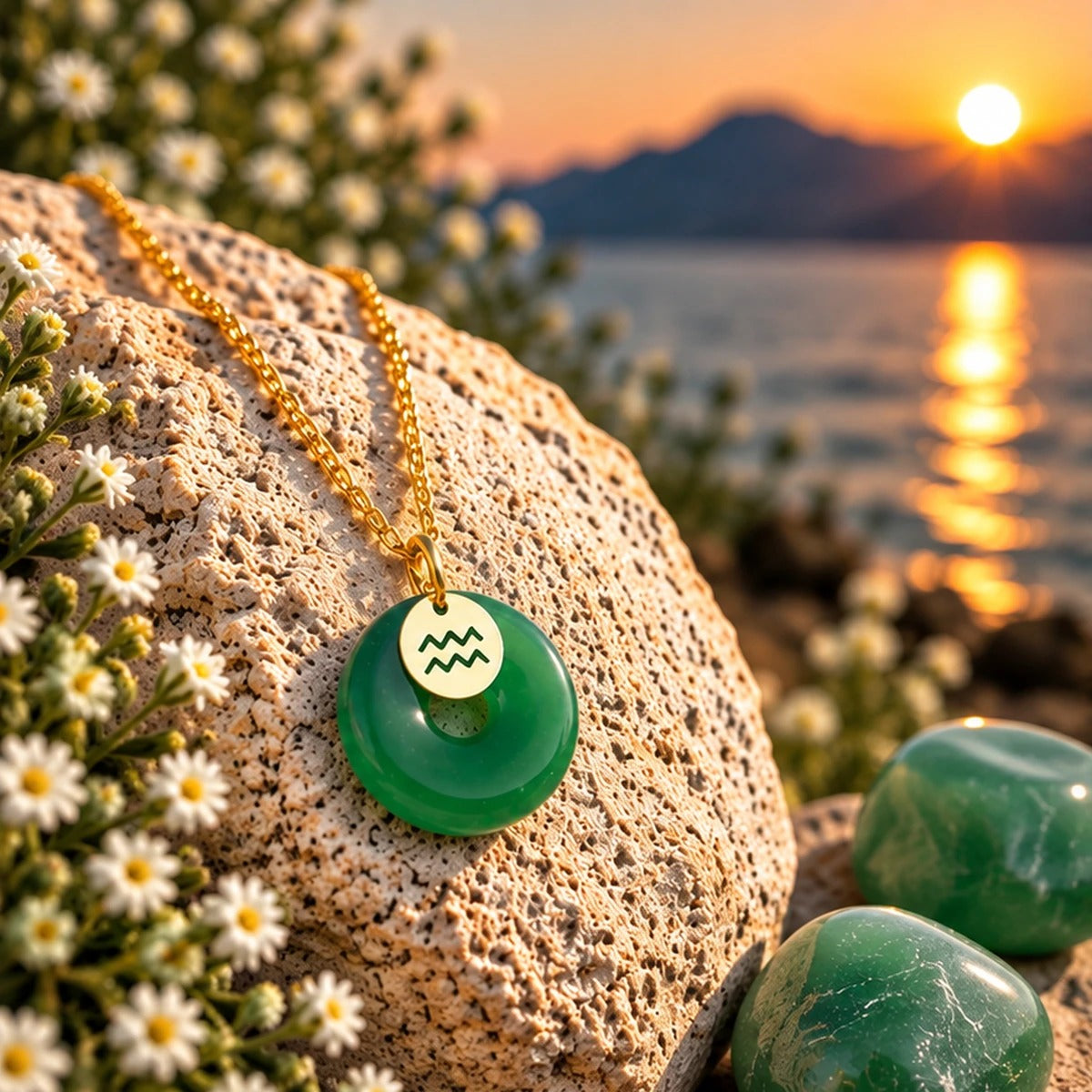 Verseau — Pendentif Jade Signe Astro — photo 2