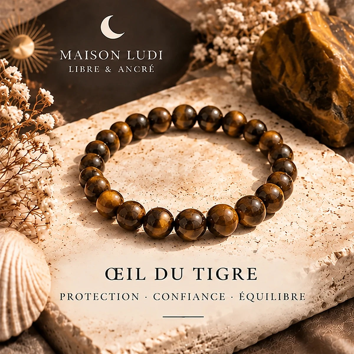 Bracelet en Œil de Tigre Maison Ludi