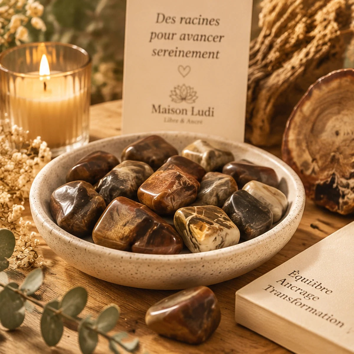 Pierre roulée en Bois Fossile Maison Ludi