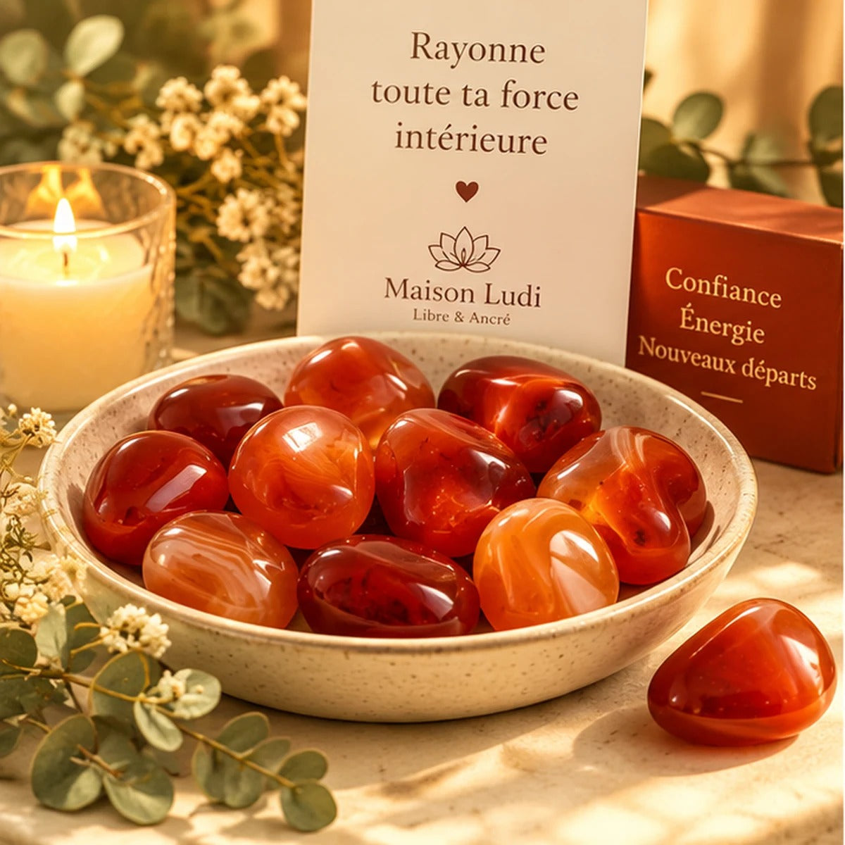 Pierre roulée en Cornaline Maison Ludi