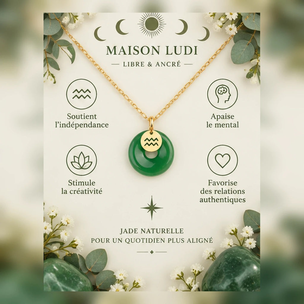 Verseau — Pendentif Jade Signe Astro — photo 4