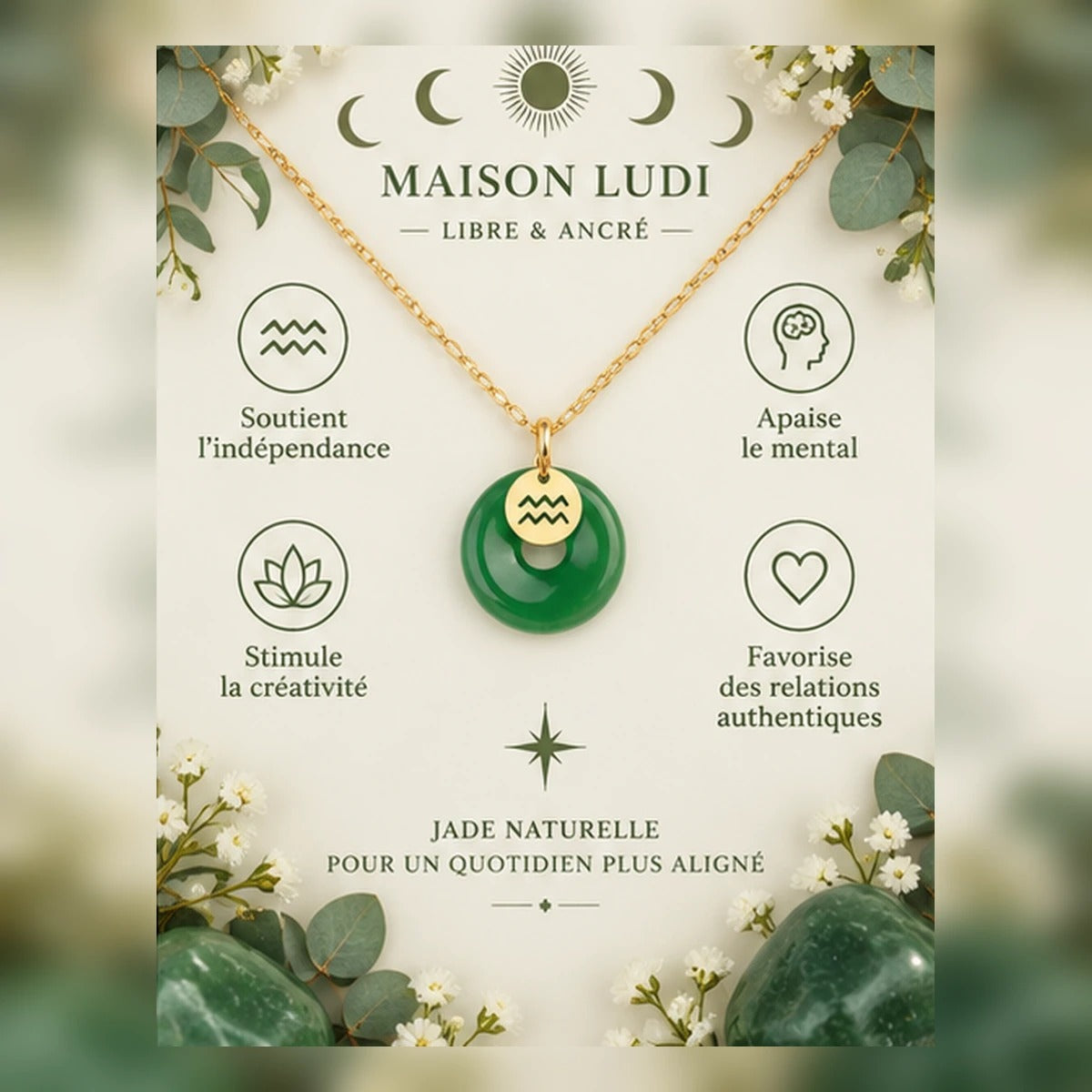 Verseau — Pendentif Jade Signe Astro — photo 4