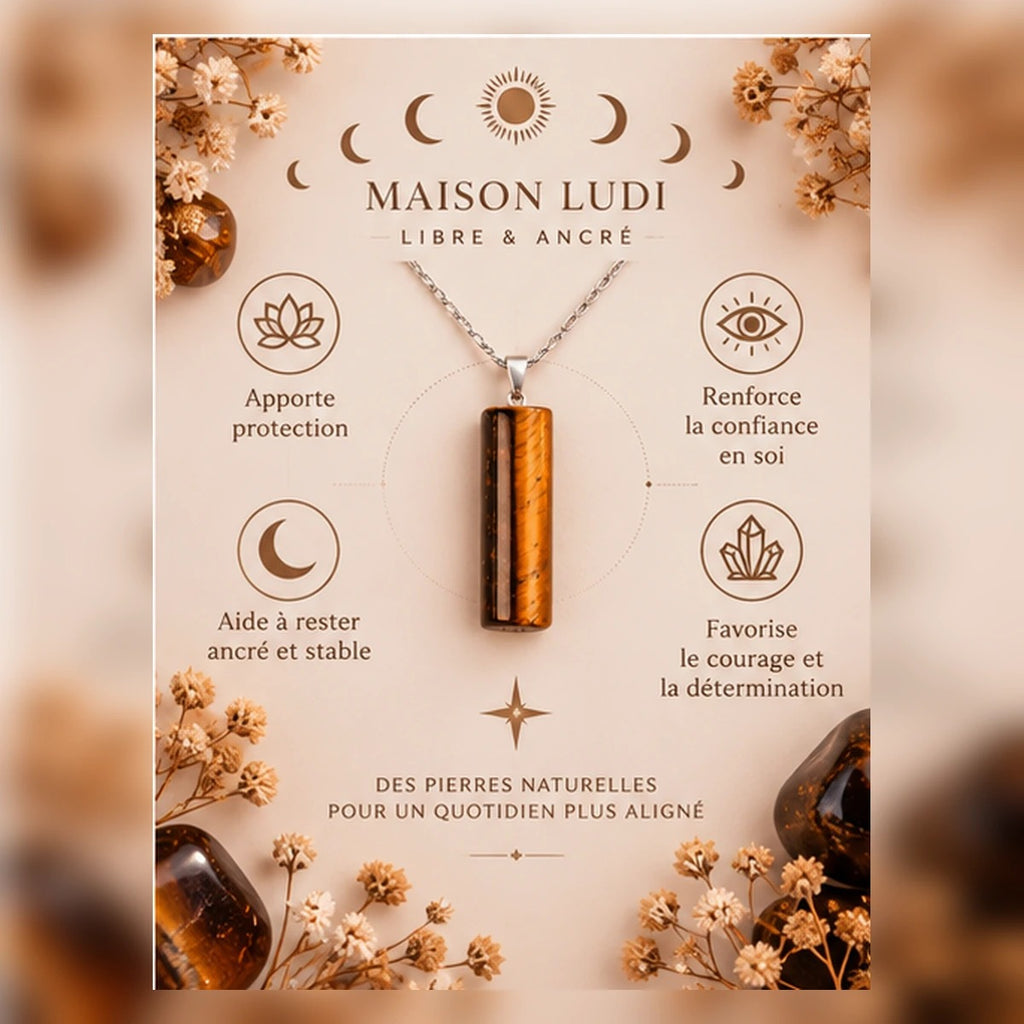 Pendentif pilier en œil de tigre